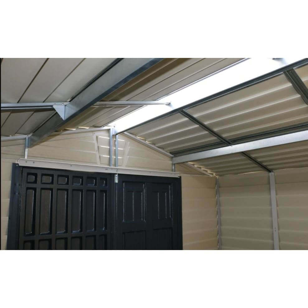 Duramax 10.5' x 8' Storemax Plus Vinyl Shed Kit with Floor 30225 interior ceiling view