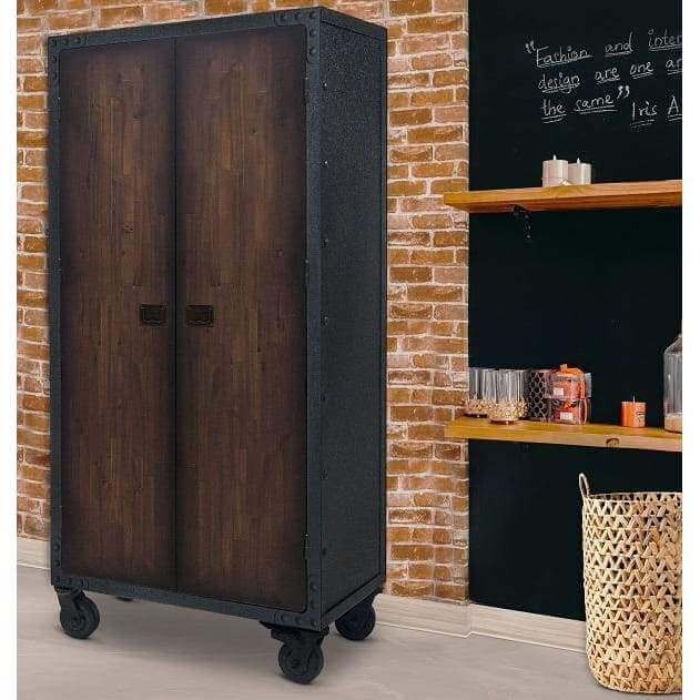 Duramax 36 In. W x 72In. H Industrial Free Standing Cabinet with wheels 68010 against wall in house