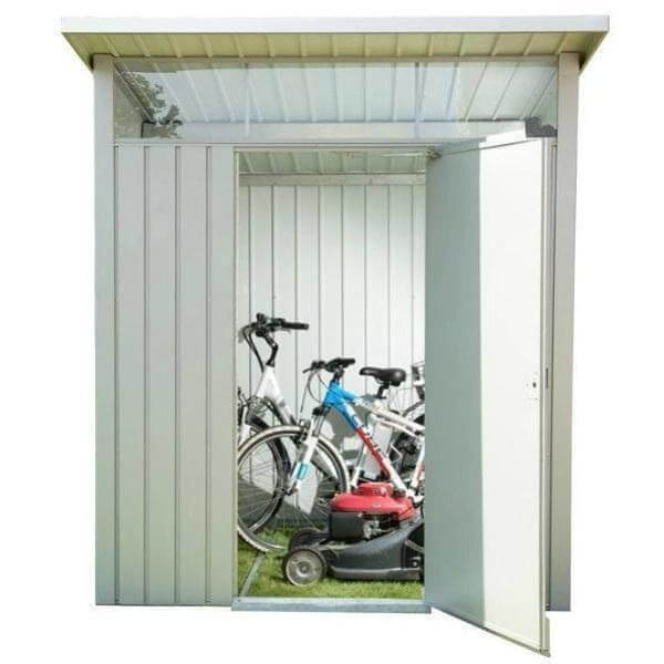 Duramax 6 x 5 Palladium Shed 41872 - Metal Shed open door view filled with contents