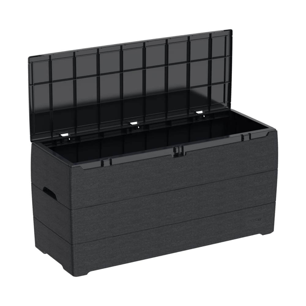 Duramax 71 Gallon Deck Box Gray 86600 lid open