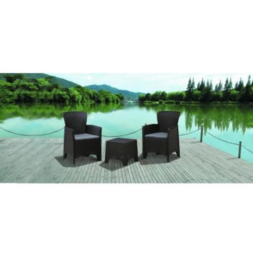 Duramax Cedarrattan Sofa Duo Set, Black 86761 lifestyle pic on a patio