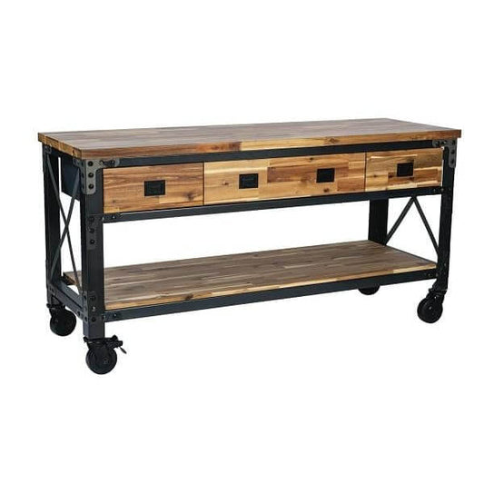 Duramax Darby 72" Metal & Wood kitchen island Desk w/ Drawers 68051 front view