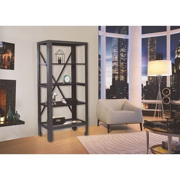 Duramax Industrial Metal and Wood Storage Bookcase 68060 lifestyle pic in living room