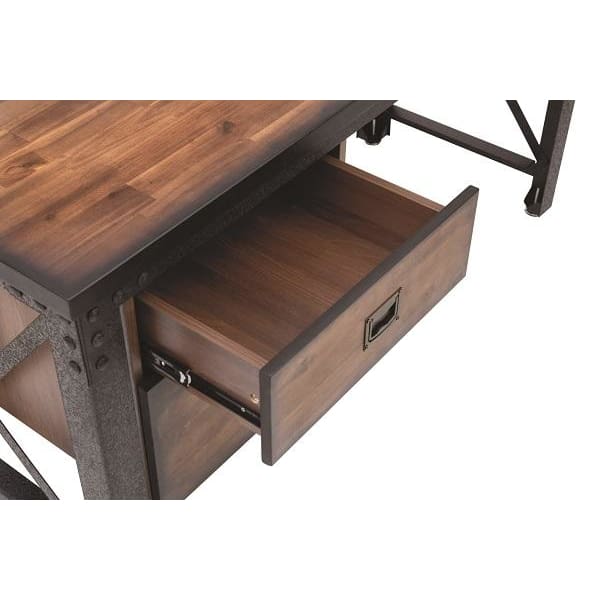 Duramax Jackson 62" Industrial Metal & Wood desk with drawers 68050 drawer open pic